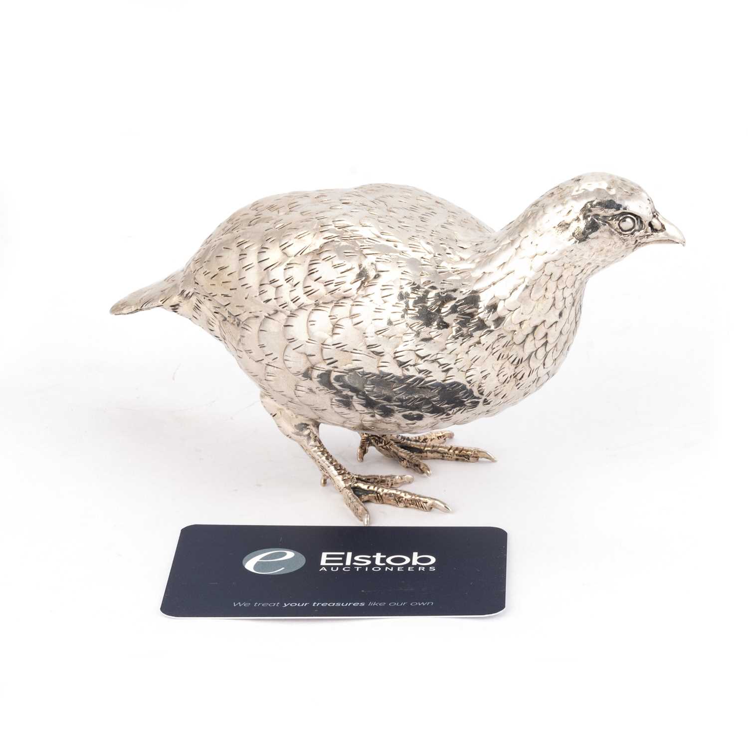 PATRICK MAVROS: A CAST SILVER SCULPTURE OF A RED-LEGGED PARTRIDGE - Image 2 of 2