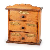 A LATE 19TH CENTURY BEECH CHEST OF SPICE DRAWERS