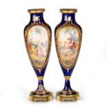 A LARGE PAIR OF ORMOLU-MOUNTED SÈVRES STYLE PORCELAIN VASES, CIRCA 1880