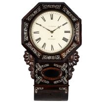 A MOTHER-OF-PEARL AND ROSEWOOD SINGLE-FUSEE WALL CLOCK, SIGNED P. E. NATHAN, BIRMINGHAM, CIRCA 1800