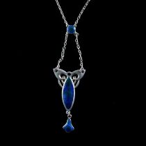 CHARLES HORNER: AN ART NOUVEAU SILVER AND ENAMEL PENDANT NECKLACE