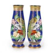 A PAIR OF CHINESE CLOISONNÉ VASES, 20TH CENTURY