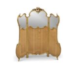 A LOUIS XV STYLE GILTWOOD DRESSING SCREEN, LATE 19TH CENTURY