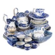 A LARGE COLLECTION OF EARLY 19TH CENTURY AND LATER BLUE AND WHITE TRANSFER-PRINTED POTTERY