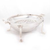 AN EDWARDIAN SILVER-PLATED ENTRÉE DISH ON STAND