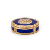 A LATE 18TH CENTURY GOLD AND ENAMEL OVAL BOX