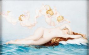 A RECTANGULAR PORCELAIN PLAQUE, 'THE BIRTH OF VENUS', LATE 19TH CENTURY