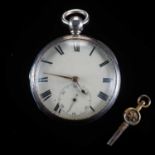 A SILVER OPEN FACED POCKET WATCH