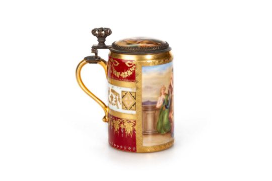 A VIENNA CLARET-GROUND GILT-METAL MOUNTED LIDDED TANKARD, CIRCA 1880 - Image 2 of 4