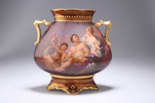 A VIENNA TWO-HANDLED VASE, LATE 19TH CENTURY