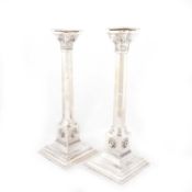 A PAIR OF GEORGE VI SILVER CANDLESTICKS