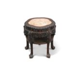A 19TH CENTURY CHINESE MARBLE AND HARDWOOD JARDINIÈRE STAND