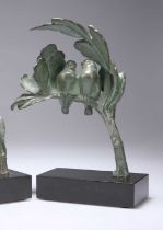 ANDRÉ VINCENT BECQUEREL (FRENCH, 1893-1981), A BRONZE GROUP OF TWO BIRDS ON A BRANCH