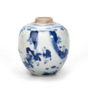 A CHINESE BLUE AND WHITE JAR