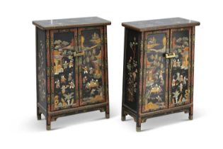 A PAIR OF 20TH CENTURY CHINESE LACQUER SIDE CABINETS