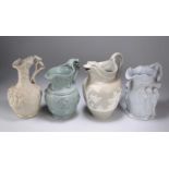 FOUR 19TH CENTURY MOULDED JUGS