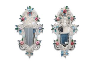 A PAIR OF VENETIAN MURANO GLASS MIRRORS, EARLY 20TH CENTURY