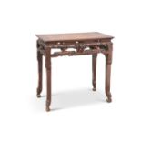 A 19TH CENTURY CHINESE HARDWOOD CENTRE TABLE