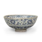 A CHINESE MING-STYLE BLUE AND WHITE BOWL