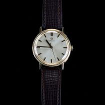 A GENTS GOLD PLATED OMEGA STRAP WATCH