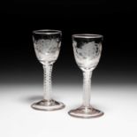 A PAIR OF 18TH CENTURY 'JACOBITE' WINE GLASSES, CIRCA 1770