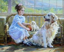 KONSTANTIN RAZUMOV (RUSSIAN BORN 1974) GIRL WITH HER DOGS