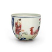 A CHINESE FAMILLE ROSE 'CHICKENS' CUP