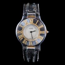 A LADY'S BICOLOUR CARTIER 21 STRAP WATCH