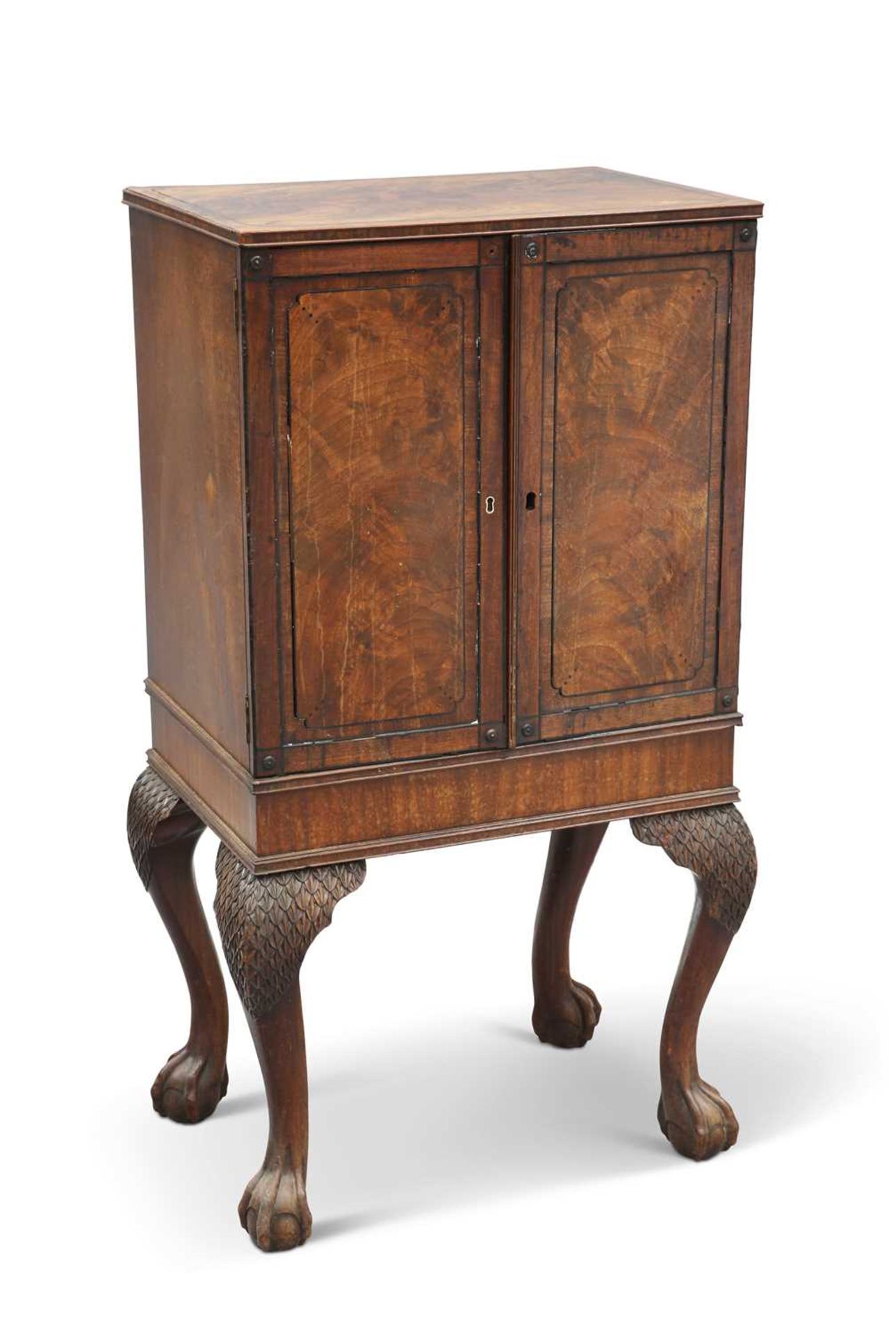 AN EBONY-STRUNG MAHOGANY COLLECTOR'S CABINET, IN IRISH STYLE, 18TH CENTURY AND LATER