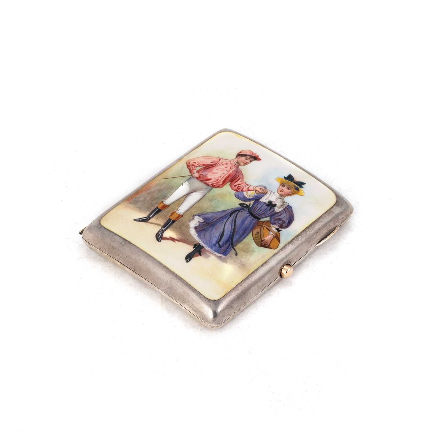 A VICTORIAN SILVER AND ENAMEL CIGARETTE CASE