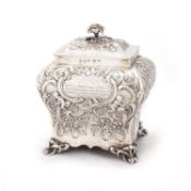 AN EARLY VICTORIAN SCOTTISH SILVER TEA CADDY