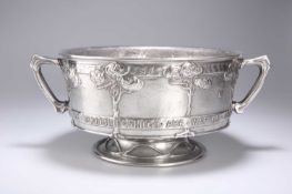 DAVID VEASEY FOR LIBERTY & CO, A TUDRIC PEWTER TWIN-HANDLED ROSE BOWL
