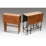AN EDWARDIAN INLAID MAHOGANY SUTHERLAND TABLE AND A SPIDER-LEG TABLE