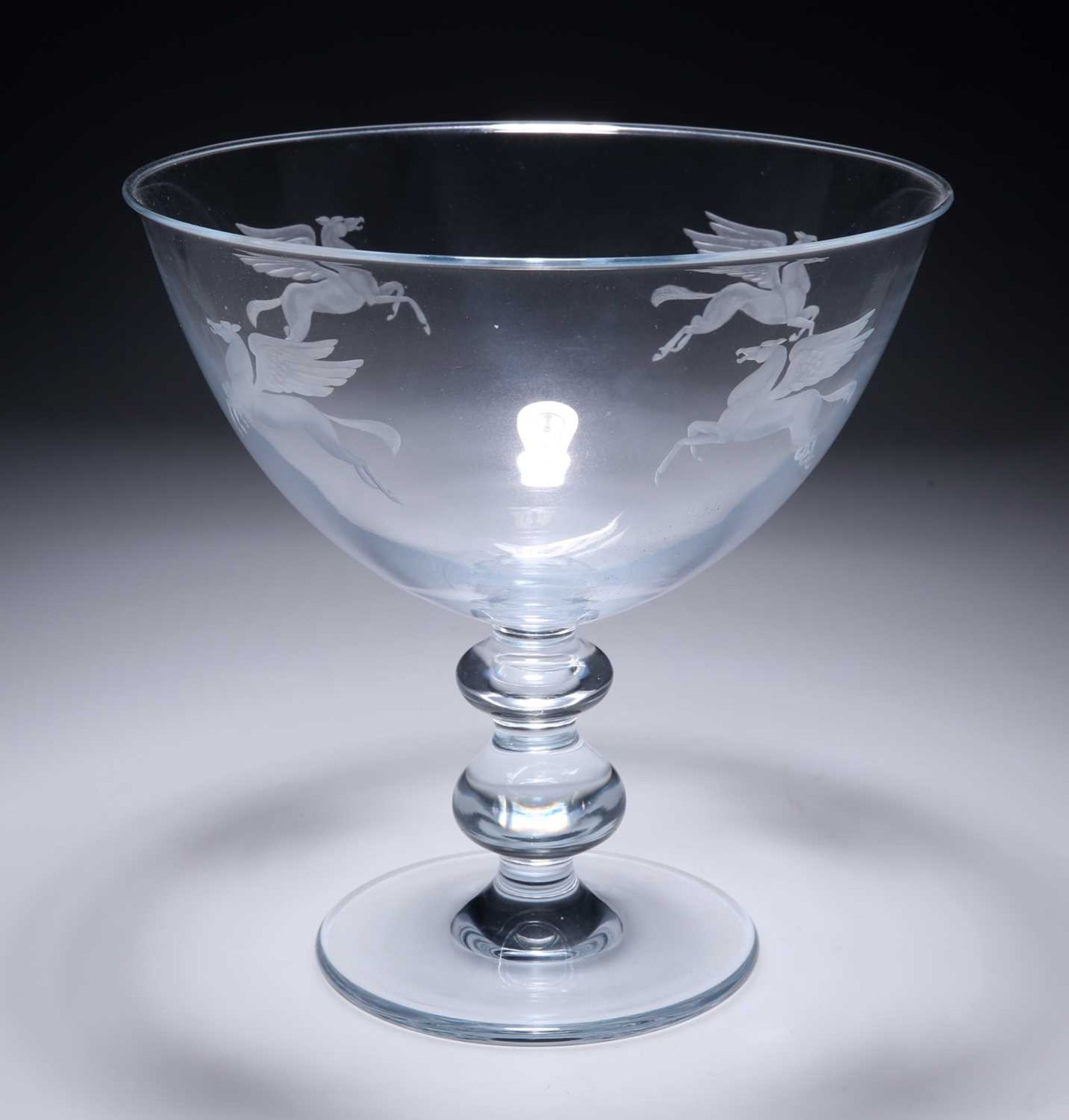 AN ETCHED PEDESTAL BOWL