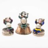 THREE AUSTRIAN SILVER, ENAMEL AND PEARL FIGURES