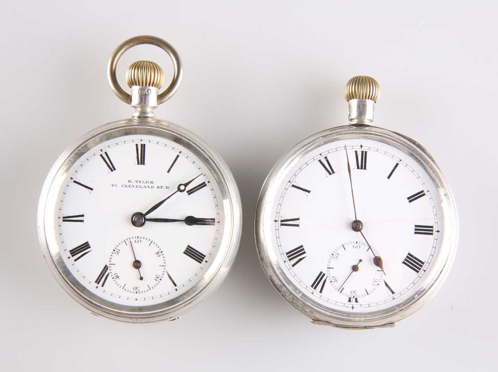 TWO SILVER POCKET WATCHES