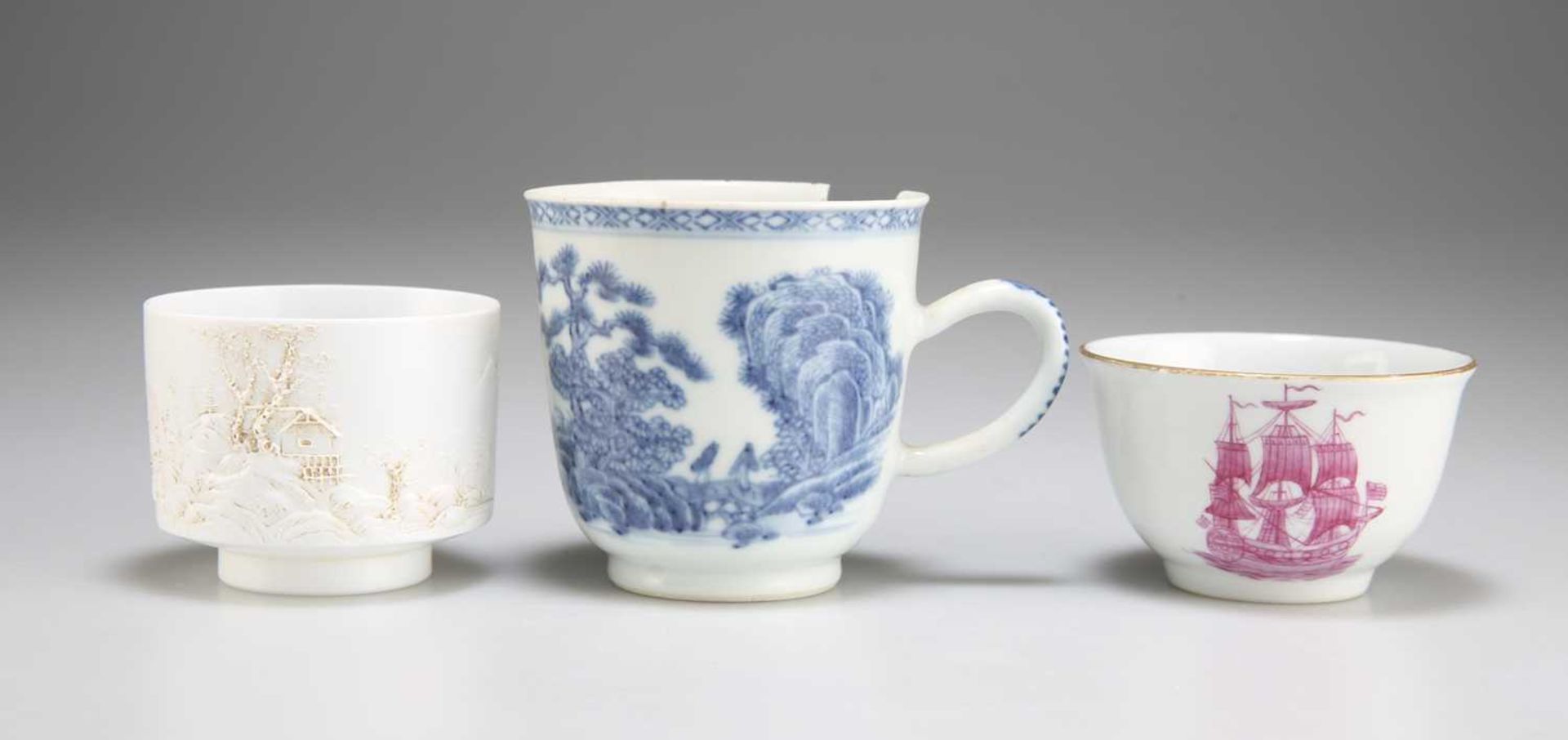 THREE CHINESE PORCELAIN CUPS