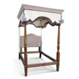 A REGENCY STYLE STRING-INLAID MAHOGANY TESTER BED