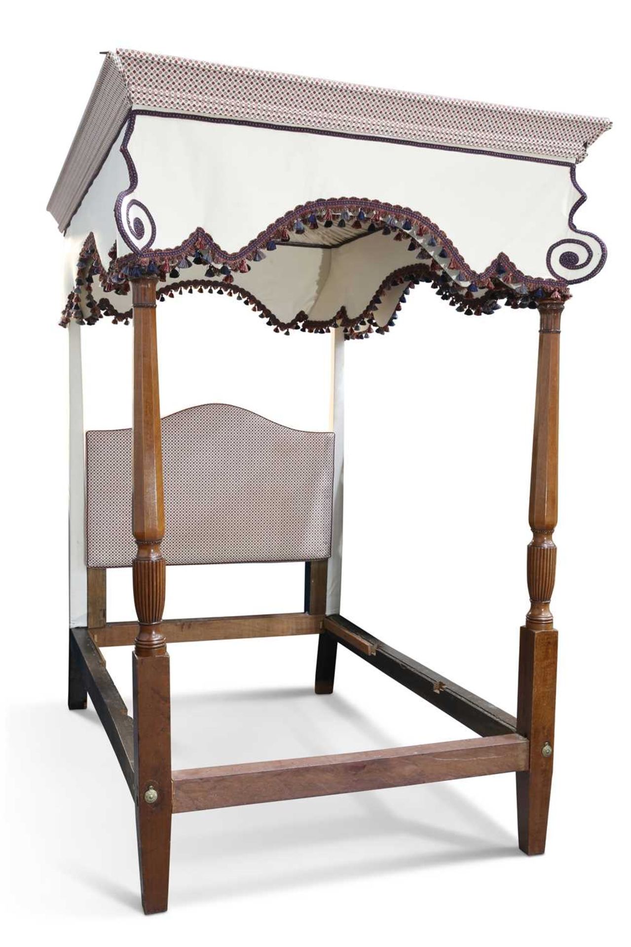 A REGENCY STYLE STRING-INLAID MAHOGANY TESTER BED