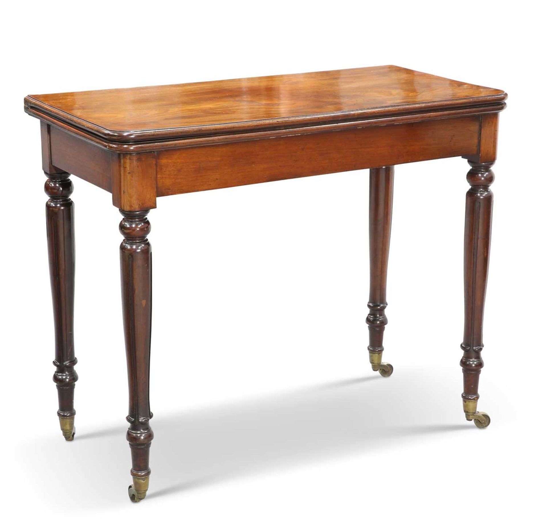 WILLIAMS & GIBTON, AN IRISH MAHOGANY FOLDOVER GAMES TABLE, CIRCA 1830