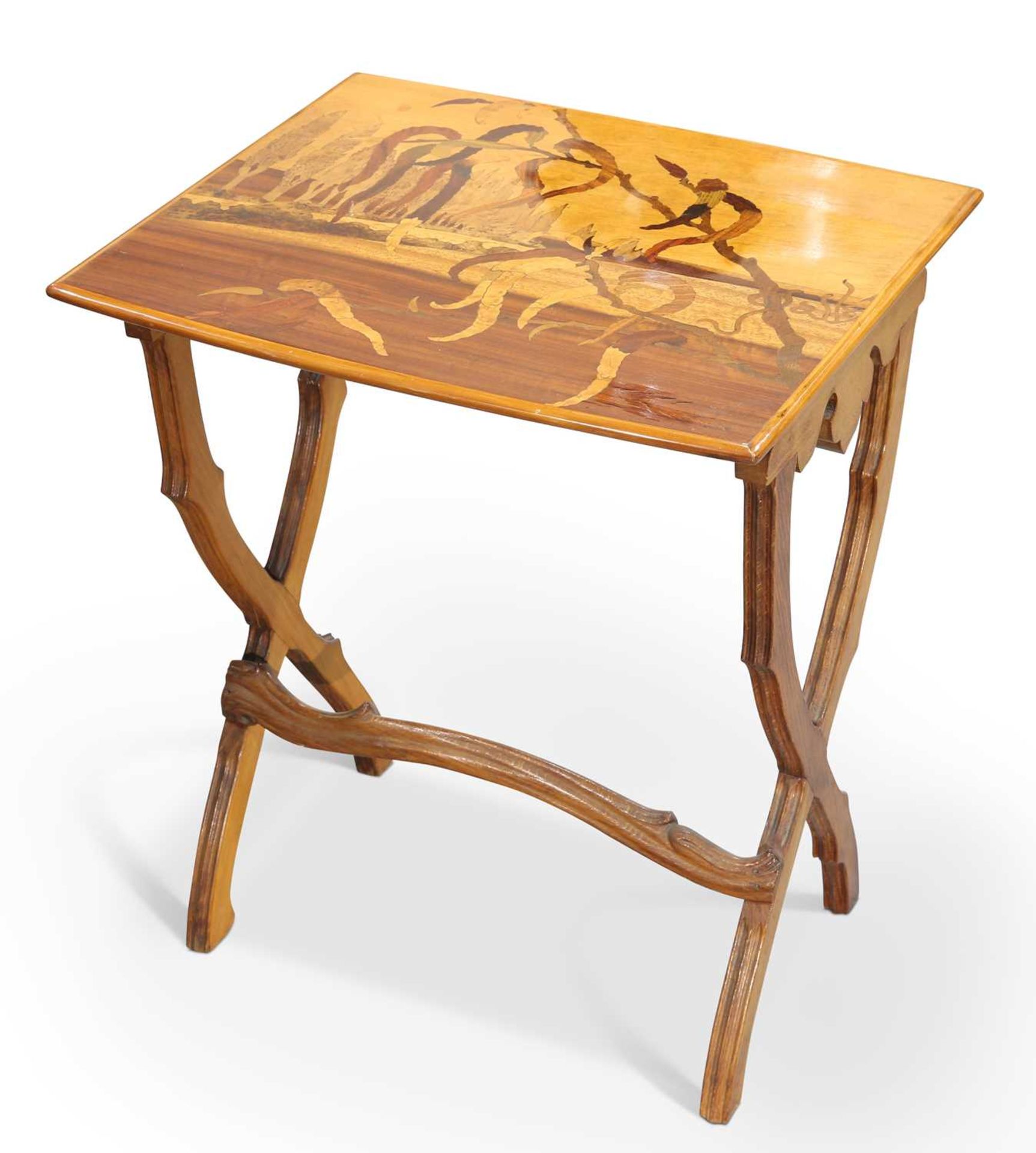 ÉMILE GALLÉ (FRENCH, 1846-1904), A MARQUETRY OCCASIONAL TABLE, CIRCA 1900