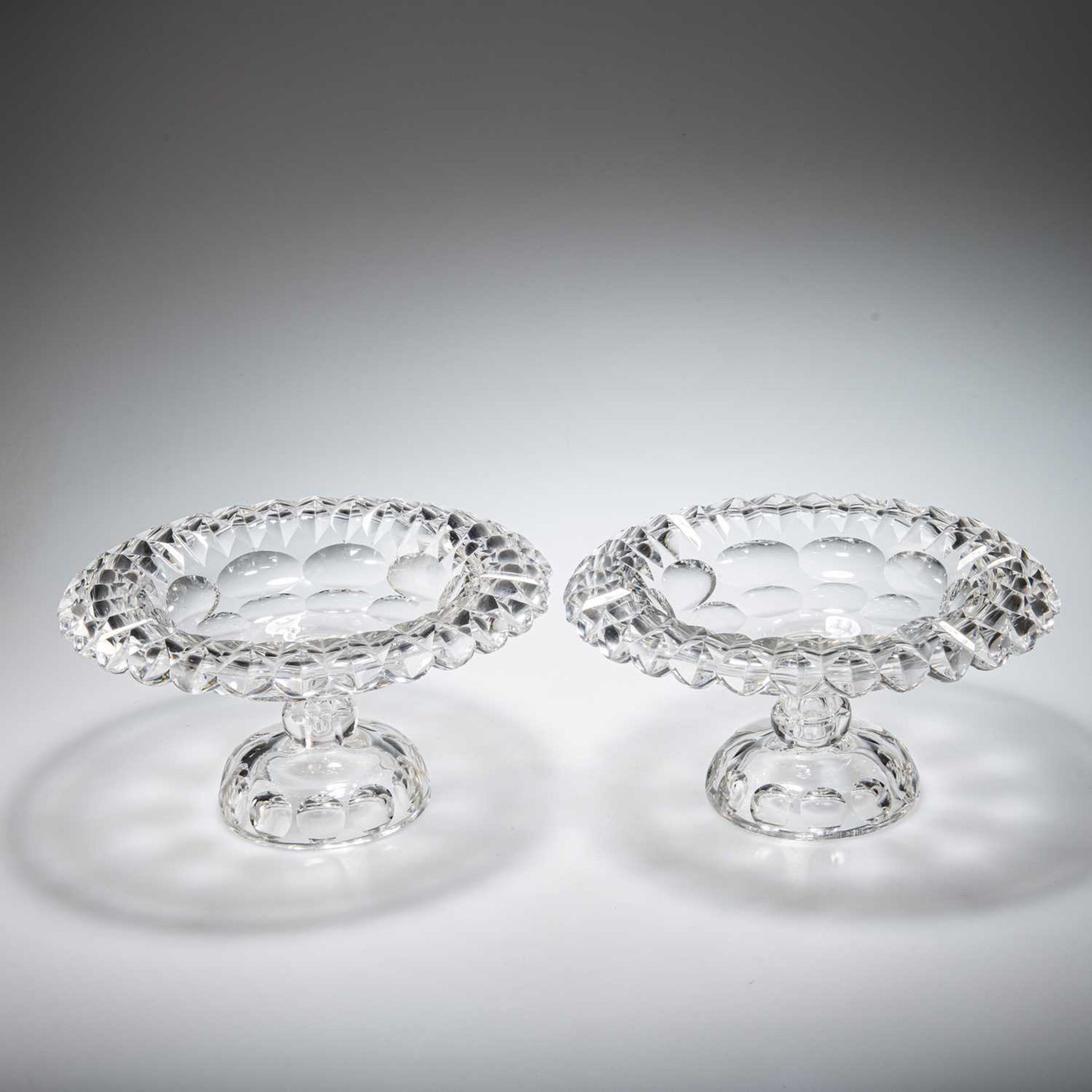 A PAIR OF 19TH CENTURY CUT-GLASS TABLE CENTRES, PROBABLY IRISH