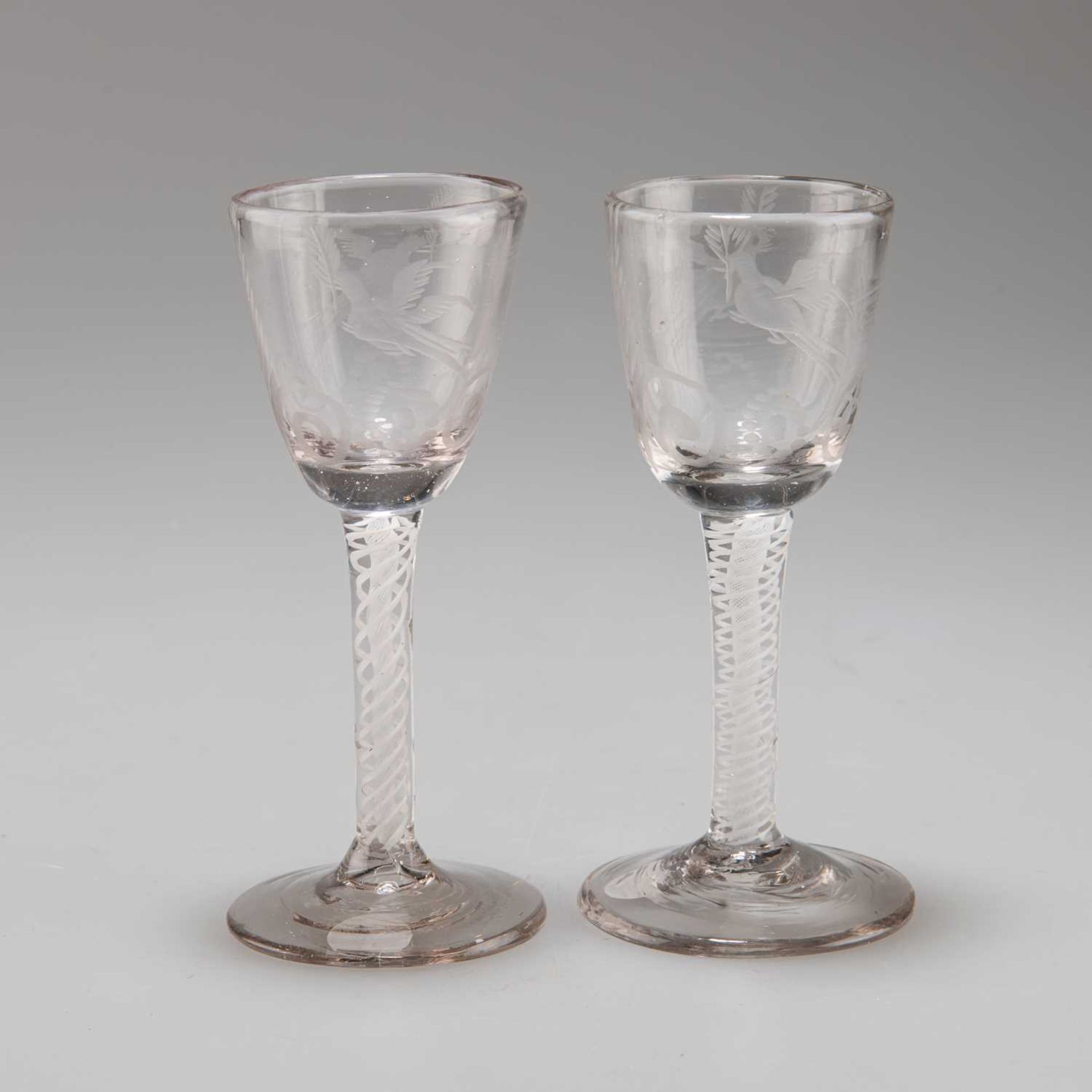 A PAIR OF 'PEACE' WINE GLASSES, CIRCA 1775