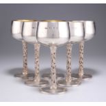 CHRISTOPHER NIGEL LAWRENCE: A SET OF SIX SILVER GOBLETS