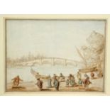 THOMAS ROWLANDSON (1756-1827) A BRIDGE OVER THE THAMES, POSSIBLY RICHMOND