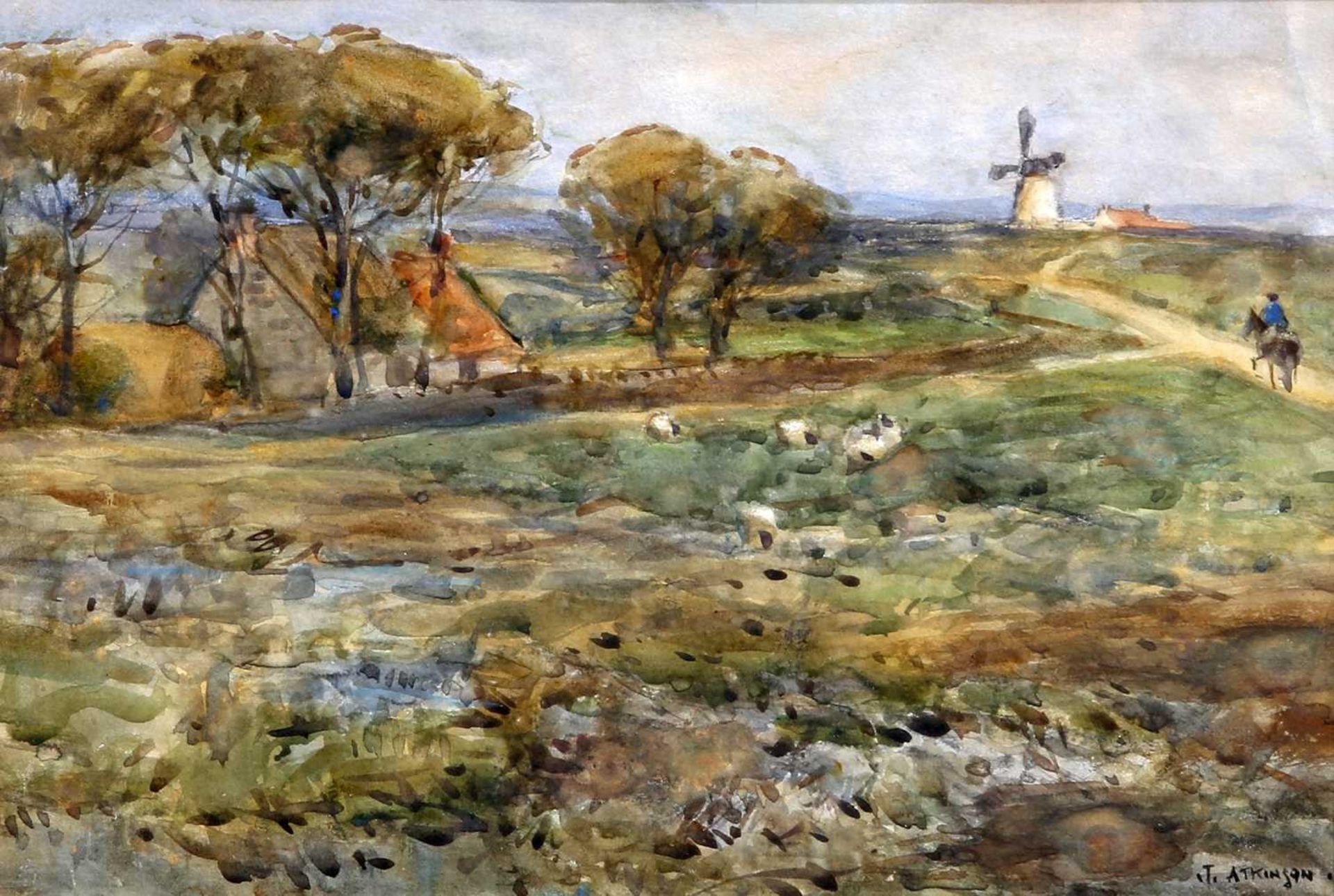 JOHN ATKINSON (1863-1924) WINDMILL IN A LANDSCAPE