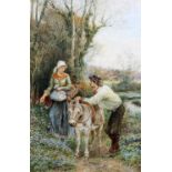 EBENEZER WAKE COOK (1843-1926) FLOWER COLLECTING BY THE RIVER