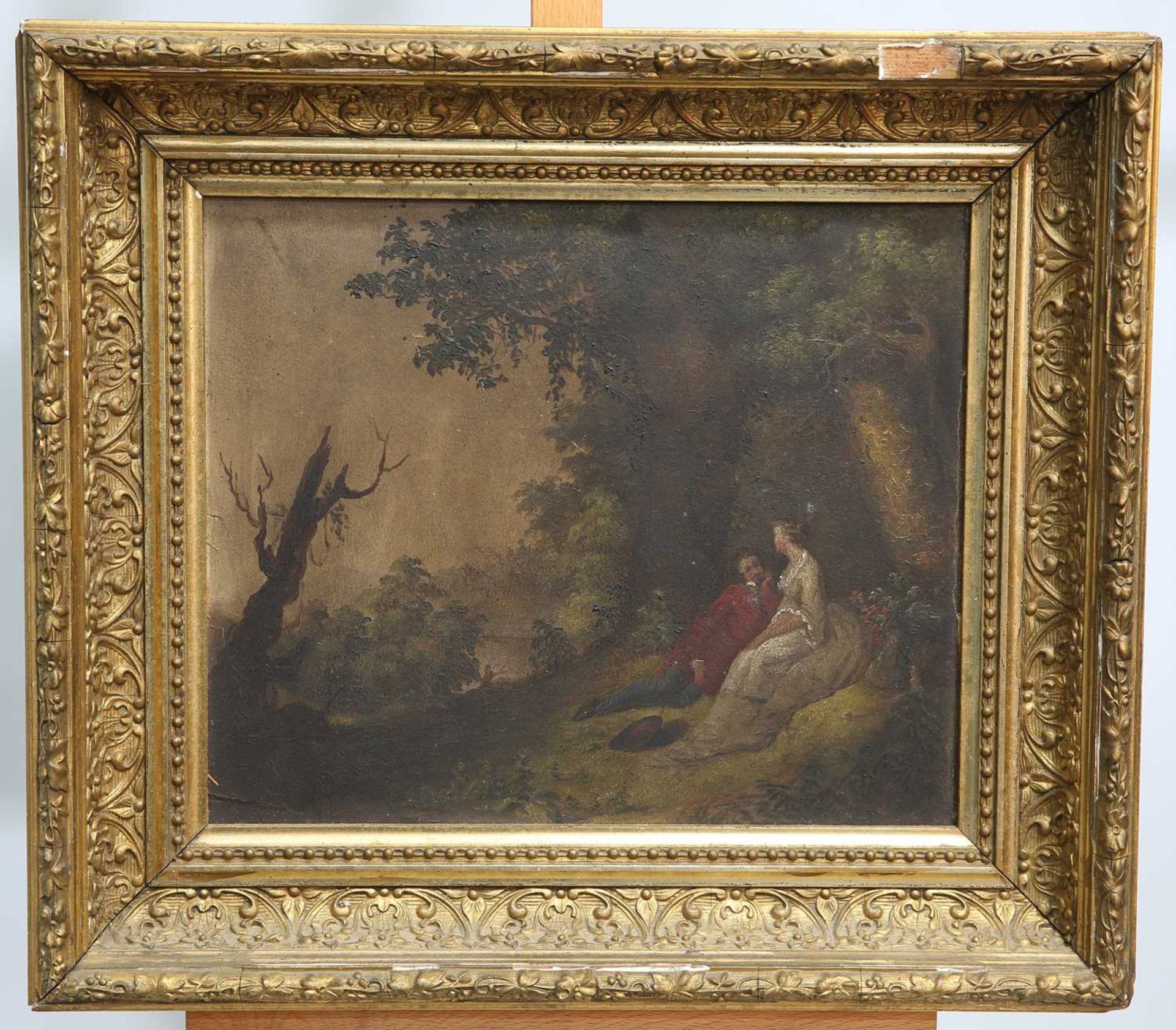 19TH CENTURY EUROPEAN SCHOOL COUPLE IN A LANDSCAPE - Image 2 of 3