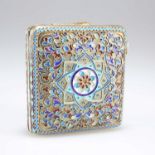 A RUSSIAN SILVER-GILT, PLIQUE-À-JOUR AND CLOISONNÉ ENAMEL CIGARETTE CASE