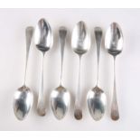 A RARE SET OF SIX GEORGE III SILVER DESSERT SPOONS